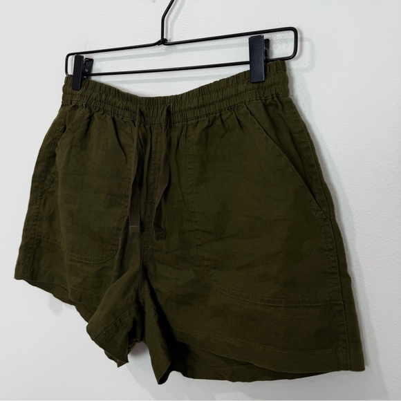 Quince 100% European Linen Shorts in Martini Olive Green size Small - Picture 4 of 5
